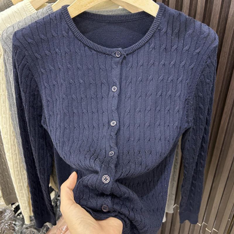 Women Autumn Winter Long Sleeve O Neck Little Horse Mark Soft Breathable Loose Cardigan Sweater Coat