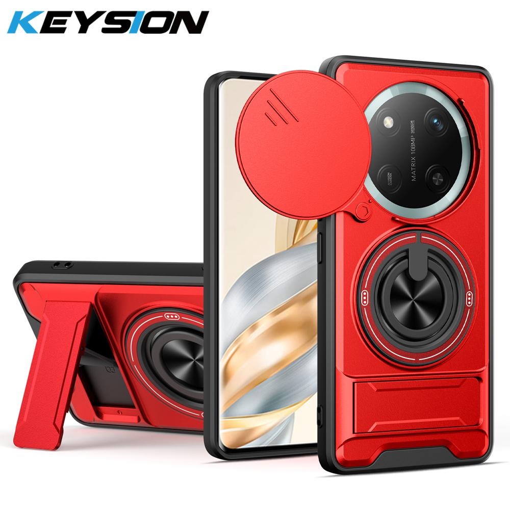 KEYSION Magnetic Phone Case for Honor X9c 5G Slide Camera Protection Upright Kickstand Shockproof Back Cover for Magic 7 Lite 5G