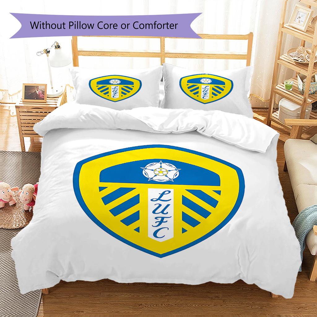 Ložní prádlo se vzorem fotbalového klubu Leeds United, Sada přikrývky Povlak na přikrývku Povlak na polštář Domácí narozeninový dárek (1 * povlak na peřinu + 2 * povlak na polštář, bez jádra)