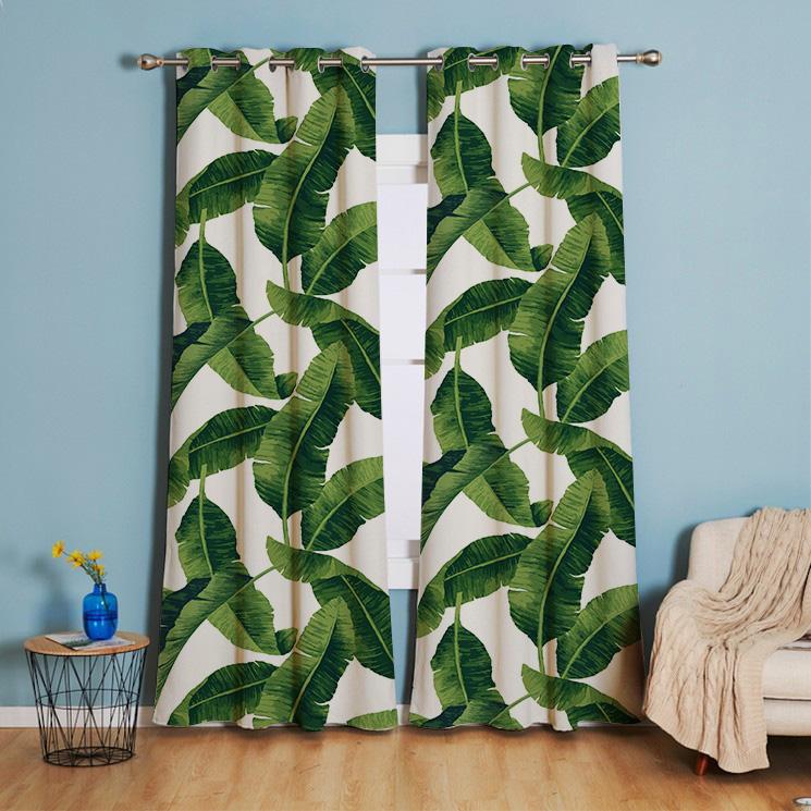 Kokospalm Rosa Blomma Grönt Blad Fönstergardiner i Barnrum Vardagsrum Hall Behandlingar Kök Inredning Draperier Persienner