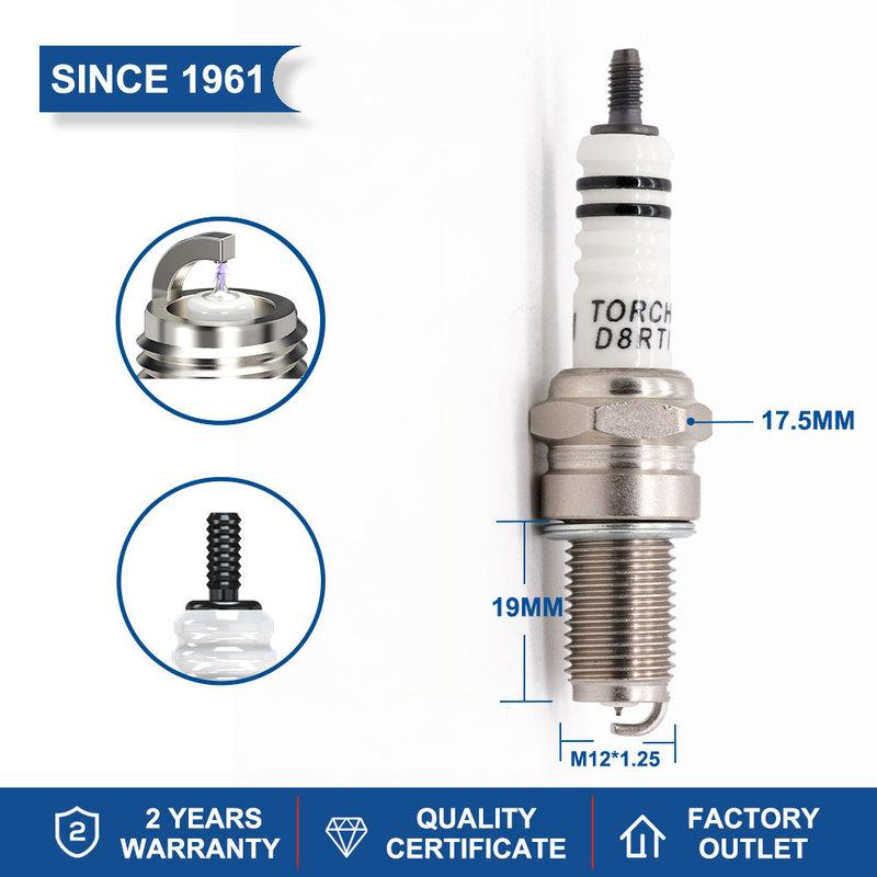 NEW 4/6PCS TORCH Spark Plug D8RTI China Original Replace for Motorcycle UTV Scooter Dirt Bike Go kart ATV Longer Life Time