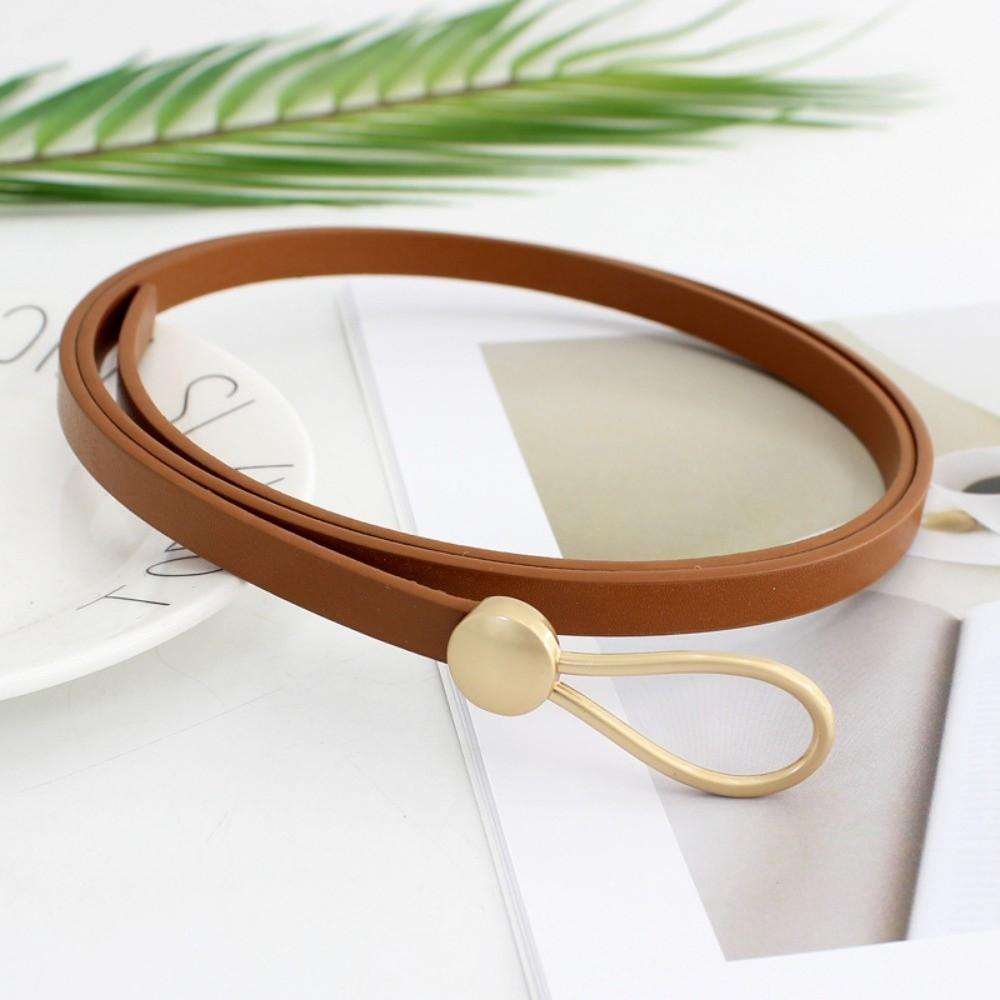 PU Leather Thin Waistband Solid Color Waist Chain Fashion Knotted Belt for Dresses