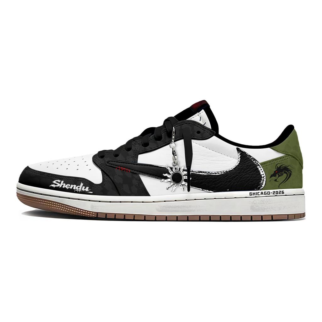 Travis Scott X Jordan Air Jordan 1 Vintage Basketbalové boty Unisex Nízké Zelené DZ4137-700(Tým1698- 7.0 )