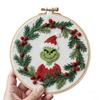 1 Set Christmas Embroidery Kit Adults Beginners Green Hair Elf Wreath Pre-Stamped Cross Stitch Craft Embroidery Starter Kit DIY Enthusiasts Gift