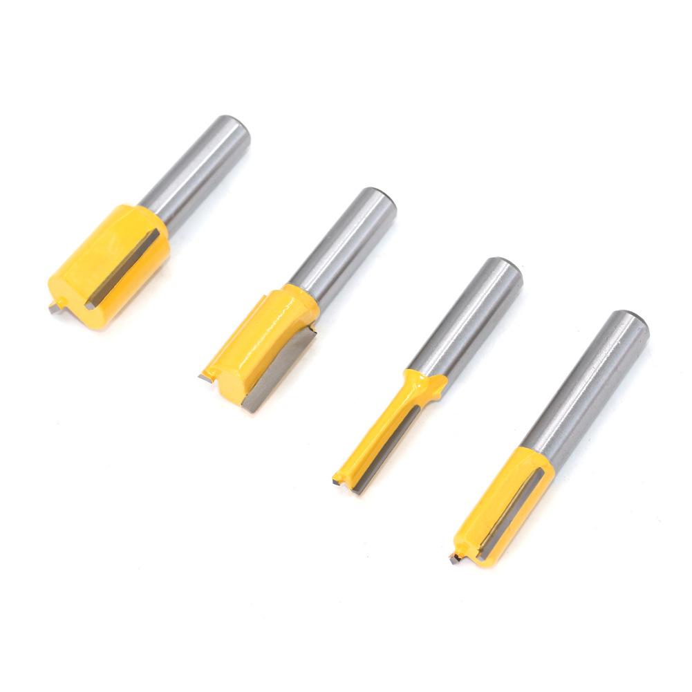 4-Piece Set Woodworking Double-edged Straight Knife Engraving Woodworking Milling Cutter Trimming Machine Cutter Head 8 Handle Head Straight Knife