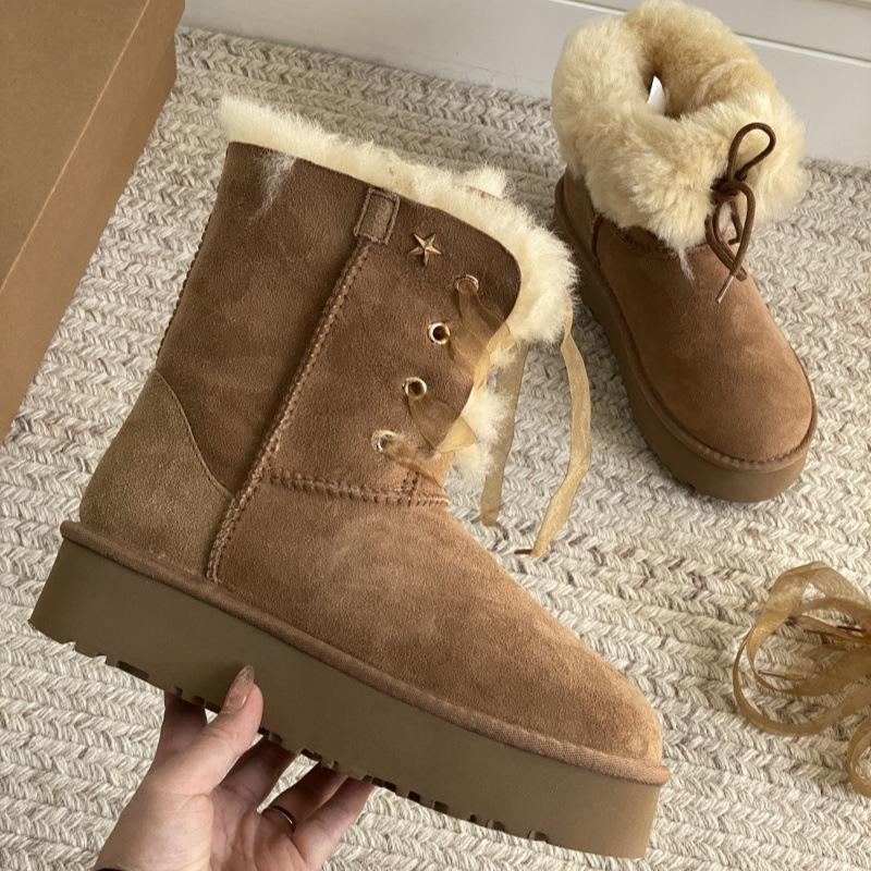 Henan Sangpo snow boots women's winter new fur integrated medium tube thick sole piled thickened warm wool cotton shoes