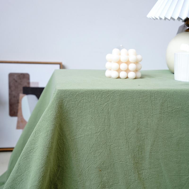 Pure Color Tablecloth Crinkle Cotton Washable Table Cover Tablecloths for Rectangle Table Baby Shower Kitchen Party Wedding Deco
