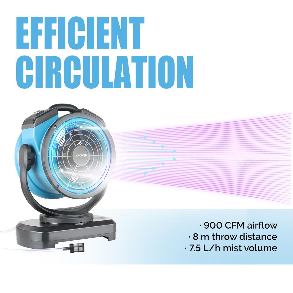 XPOWER FM-68WK Multi-purpose Oscillating Misting Fan with Built-In Water Pump and WT-45 Mobile Water Reservoir Wheels & Pump Air Circulators 45L Tank