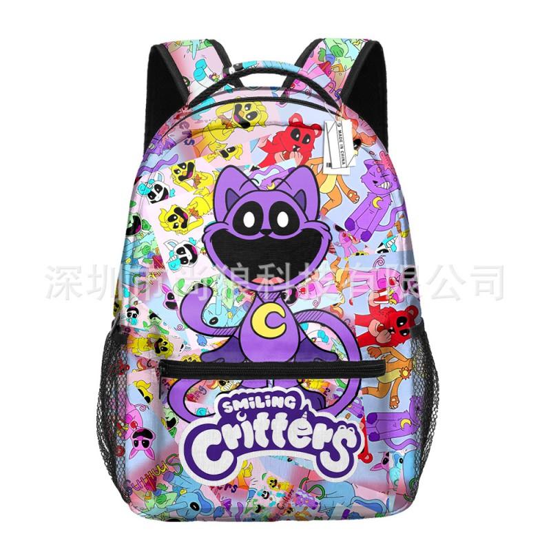 Smiling Critters Printed Backpack Teens - Oxford Fabric Breathable Padded Straps Unisex School Bag