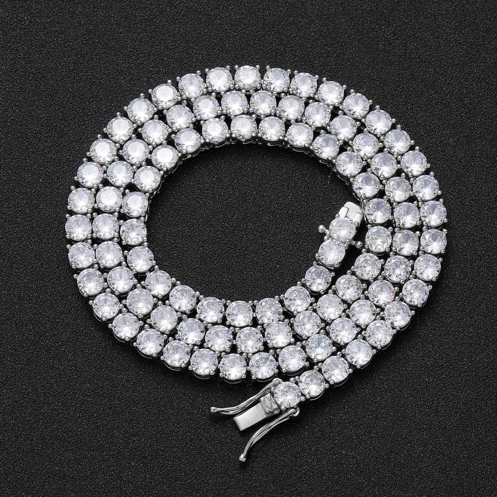 Necklace Men's Hip Hop Tennis Chain 3mm 4mm 5mm Single Row Zircon Necklace Tennis Chain