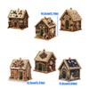 Wooden Christmas Houses Craft Set with Rhinestones Painting Piece, Pearls-Style Accents, and Tools for Hands-On Decorating