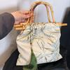 Wooden New Chinese Style Handbag Printed Rattan Weave Bag Sweet Hanfu Bucket Bag  Girls