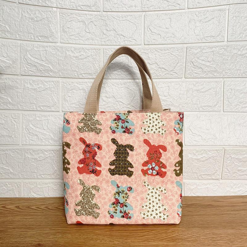 Canvas Style Insulated Lunch Bag With Handle For Students And Moms