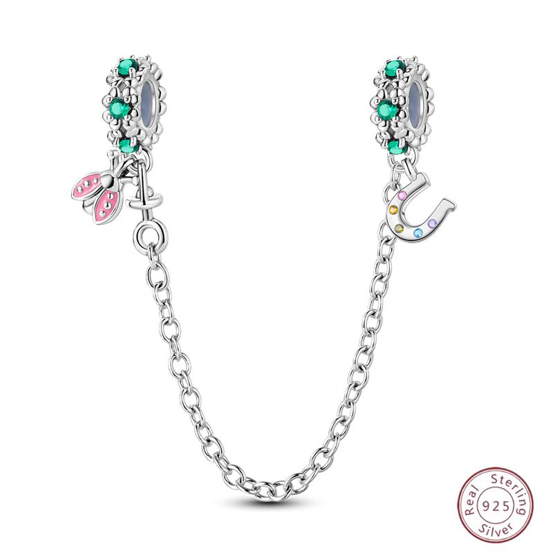 Copper Safety Chain Rainbow Flower Inlaid Zirconia Beads Suitable For Original Bracelet Bracelet Diy Jewelry