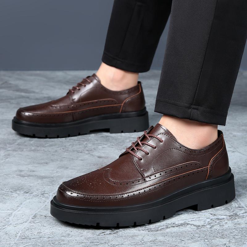 2024 Brand Spring Autumn Men Dress Shoes Lace Up Casual Black Leather Shoes Men Loafers Luxury Wedding Party Male Shoes Men