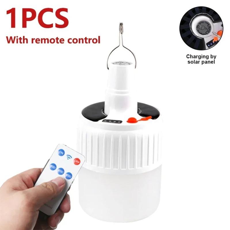 Solar Light Bulb 300W Camping Solar LED Light USB Rechargeable 5Lighting Modes Tent Hanging Bulb for Outdoor Hiking Emergency