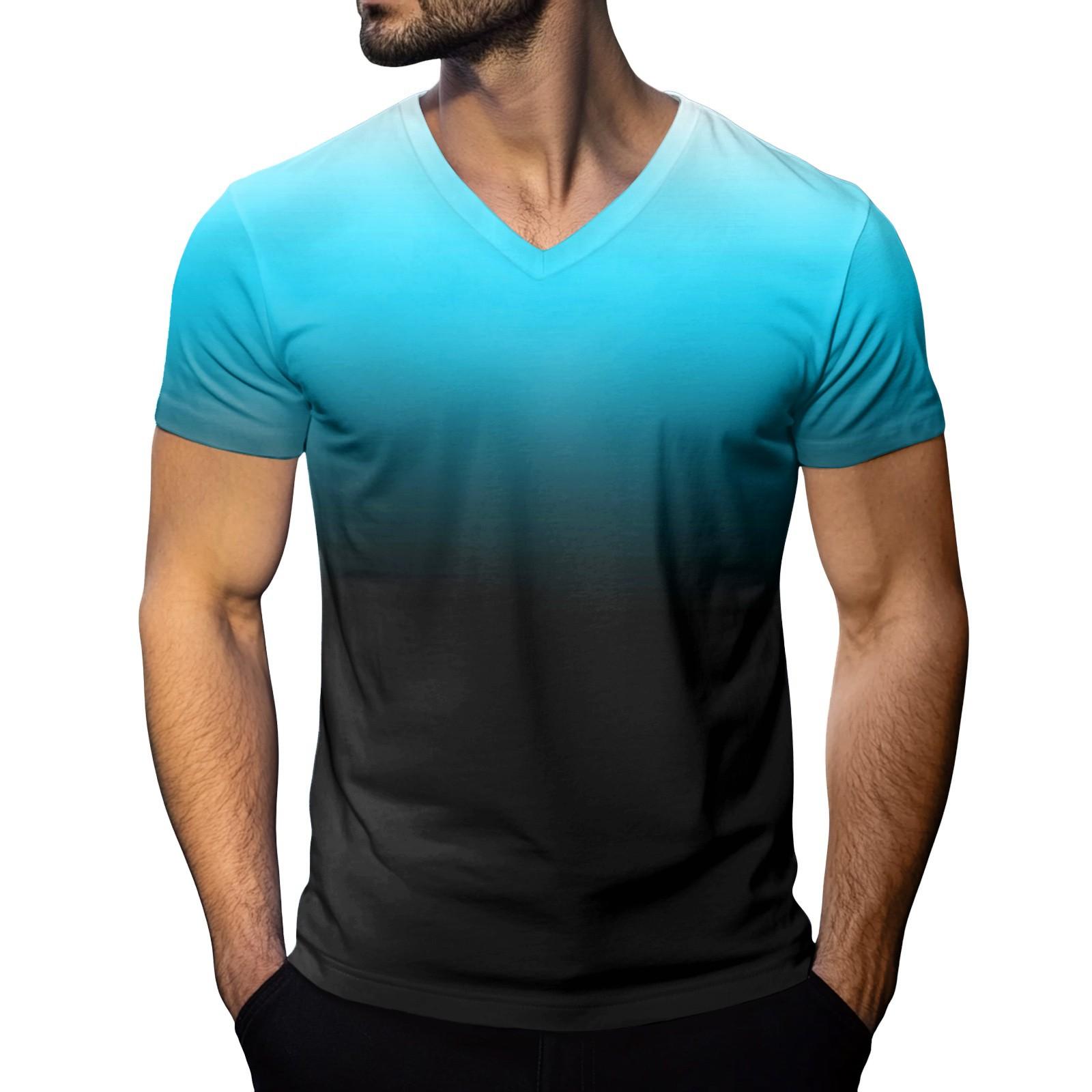 

Мужская модная футболка с коротким рукавом и V-образным вырезом L чёрный