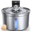 FEELNEEDY Cordless Automatic Cat Water Stainless Steel Pet Water Bowl with 3 Flow Modes Wireless Cat Drinking 304 Stainless Dispenser,