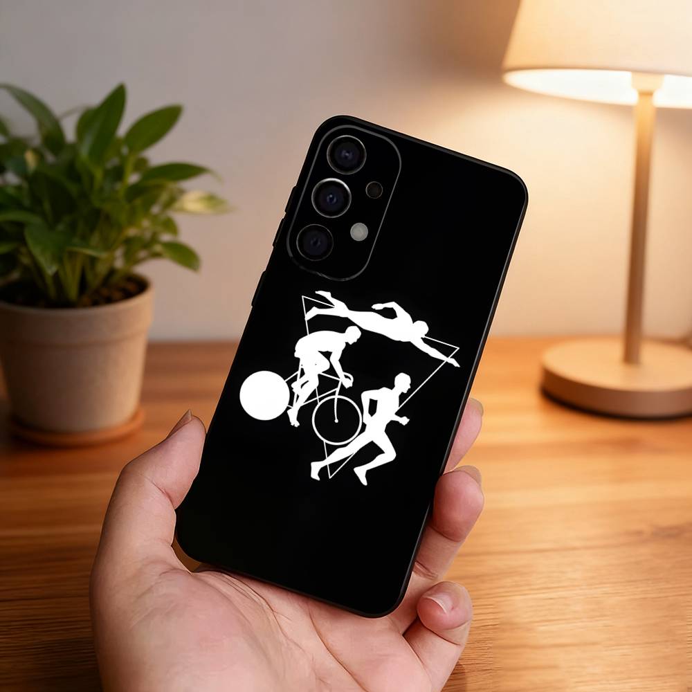 

Triathlon Swim Bike Run Phone Case For Samsung S25,S24,S21,S22,S23,S30,Ultra,S20,Plus,Fe,Lite,5G Black Cover Samsung S30Ultra5G