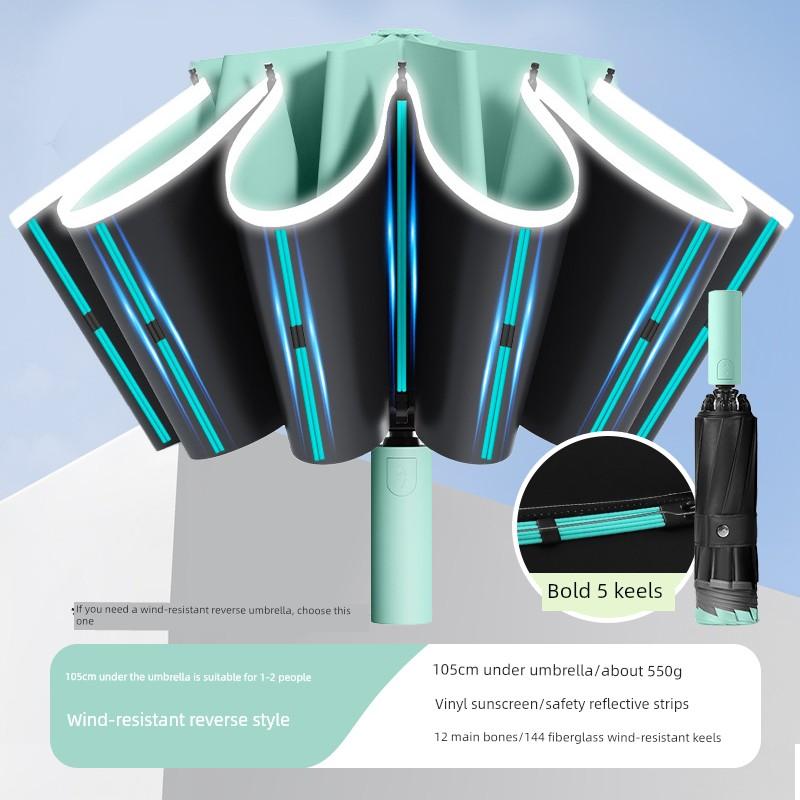 Large Reverse Umbrella That Doesn'T Wet Your Clothes, Fully Automatic Folding Umbrella with Multiple Ribs, Wind-Resistant, Reinforced and Thickened