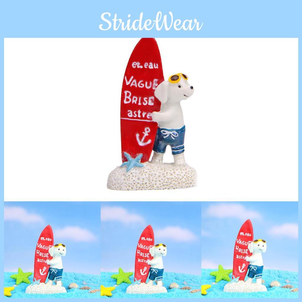 Surfing Resin Dog Miniature For Diorama And Scene Decoration Gift Collectible