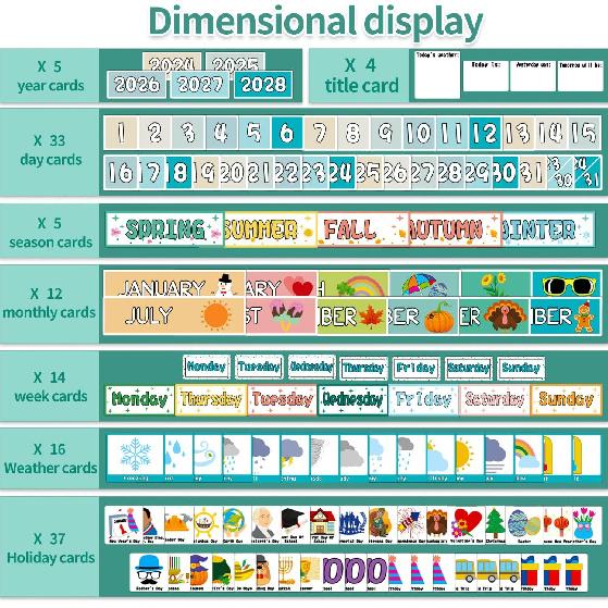Classroom Calendar Pocket Chart Display And Weather Station Set-Groovy Classroom Decor,Class Calendar Kit for Classroom Organization,Bulletin Board