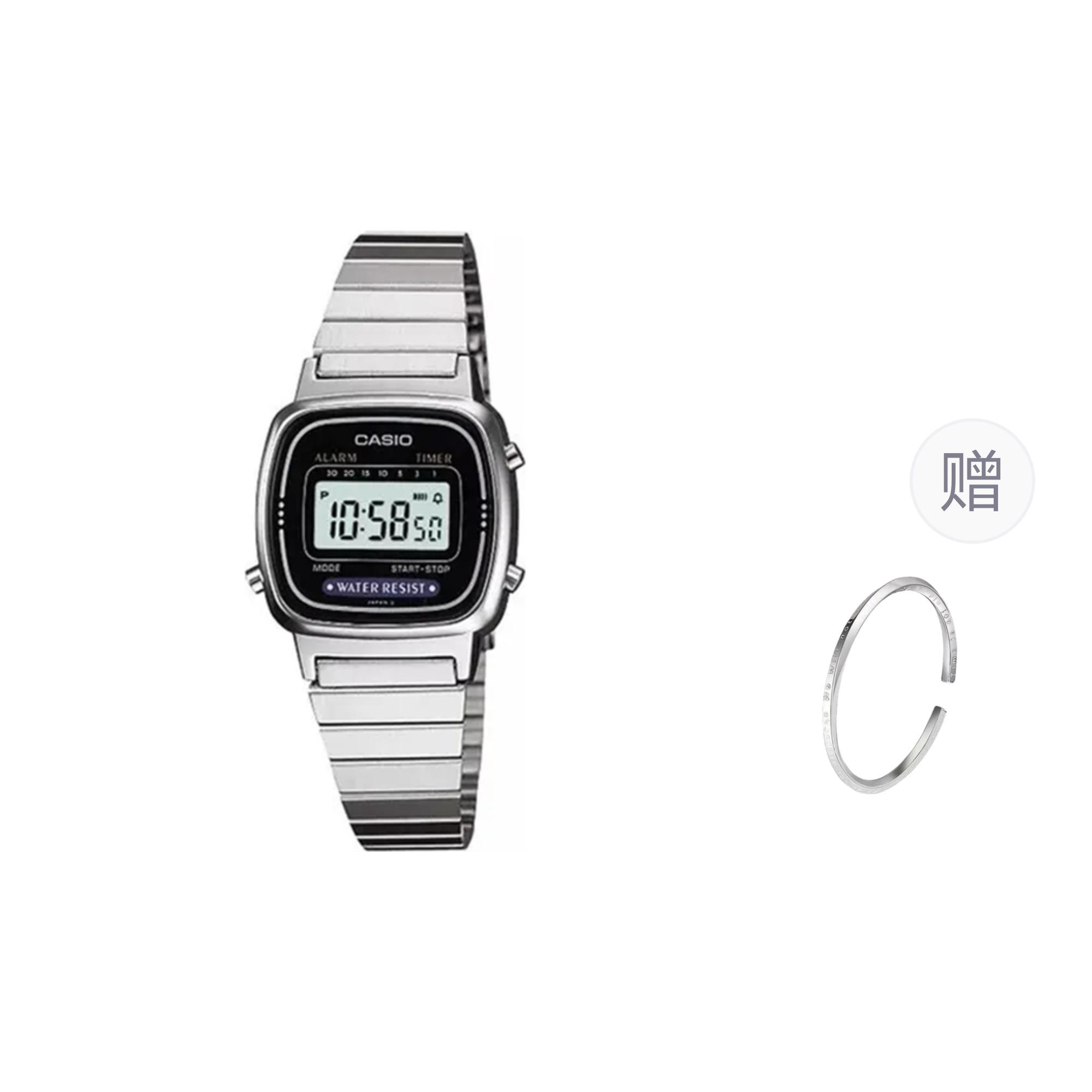 CASIO Women s YOUTH Black Watch LA670WA-1D- Silver Strap