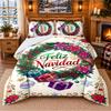 Christmas 3Pcs Bedding Set 1 Bed Sheet 2 Pillowcases Printed Bedroom Bedding Holiday Gift