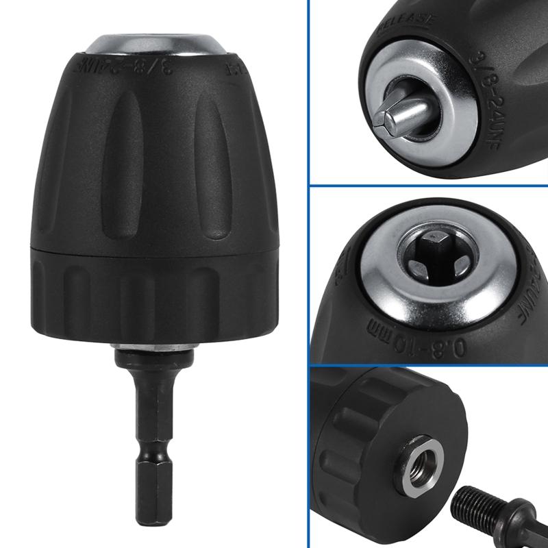 Upgraded Quick Change 1/4-Inch Hex Shank 0.8-10mm Clamping Capacity Keyless Drill Chuck Screwdriver to Drill Converter