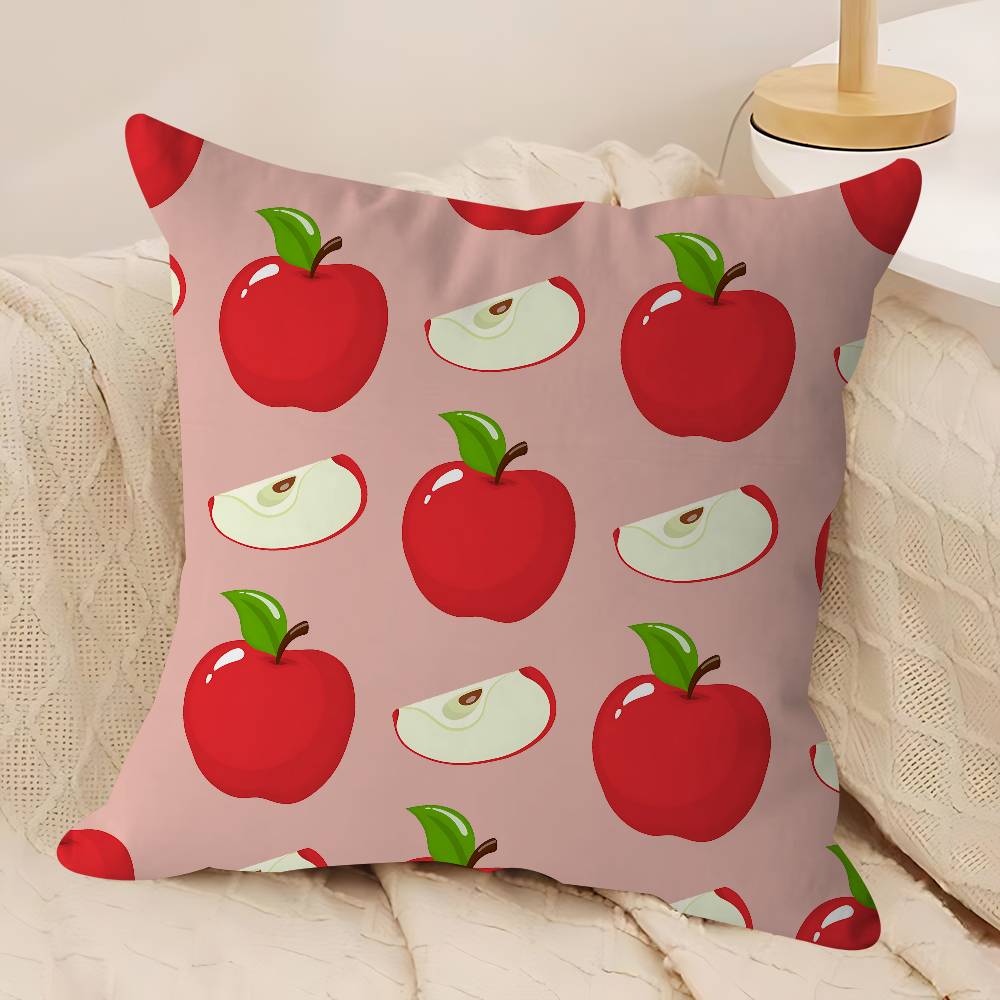 Cartoon Apple Simple Pillow Covers Cartoon Sofa Decorative Home Double-sided Printing Short Plush Cute Cushion Cover