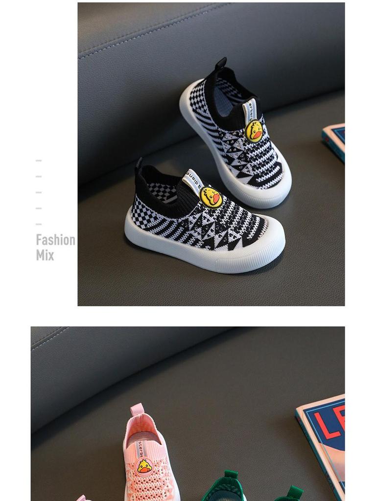 Hohle atmungsaktive Mesh Flyknit Slip-On Schuhe für Kinder - Rutschfeste weiche Sohle, lässige Babyschuhe