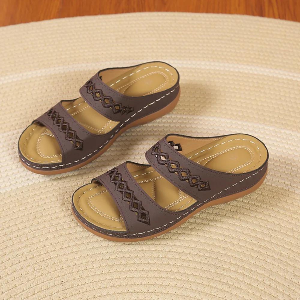 2024 Summer Women Wedge Sandals Premium Orthopedic Open Toe Sandals Vintage Anti-slip  Casual Female Platform Retro Shoes