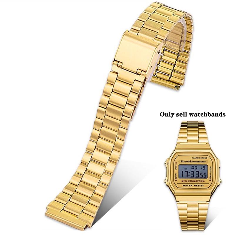 Retro Small Square Metal Watchband For CASIO A159w-n1 A158WA/168 LA670 AE-1200/W-218H/F84 Strap Stainless Steel Bracelet 18mm