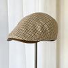 Retro plaid forward hat versatile beret autumn and winter warm face small literary newsboy painter cap