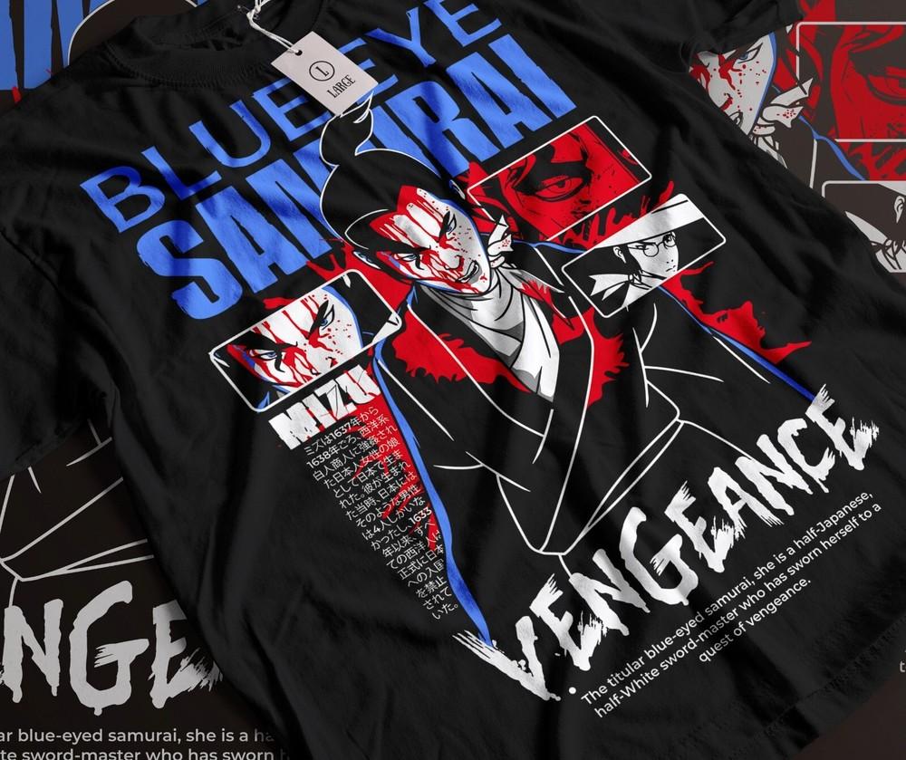 

Samurai T-shirt Japanese Warrior With Swords Katana Kenjutsu Horror Shirt L