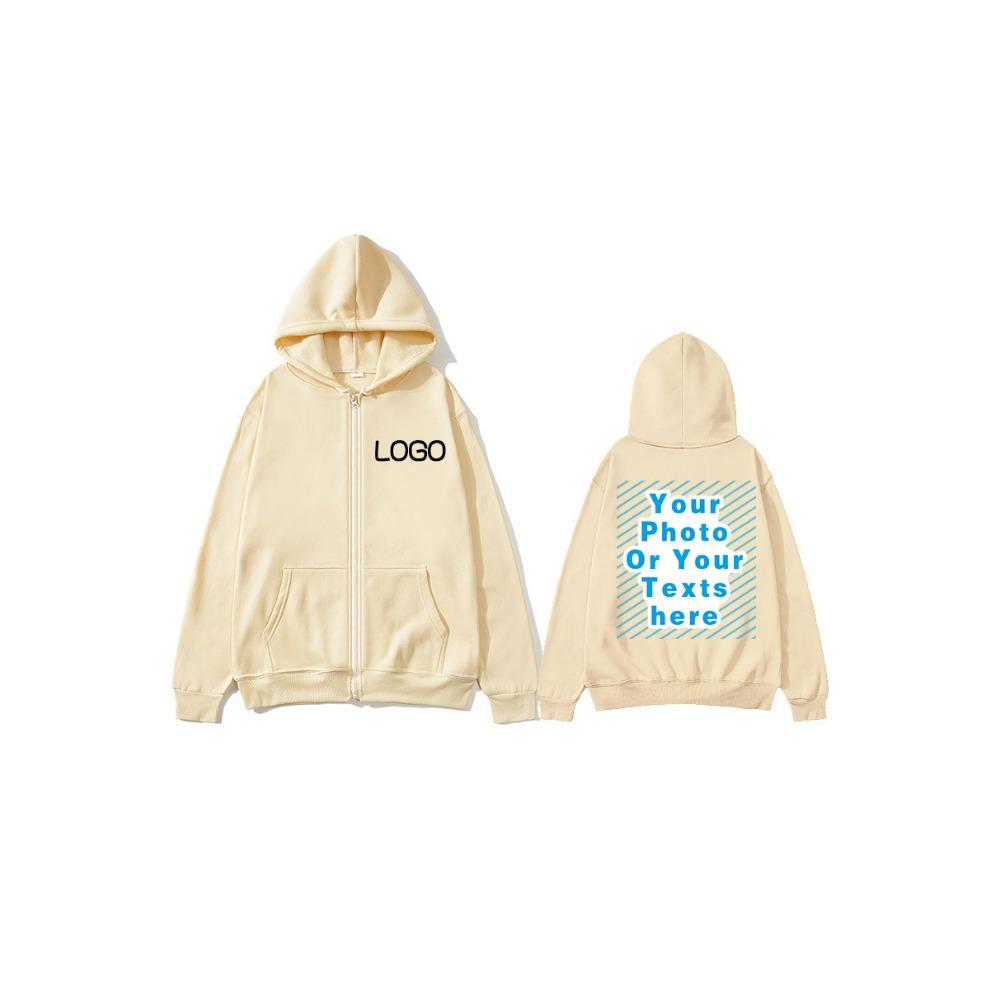 Zipper Hooded DIY12 Cardigan Sweatshirt Jacket Anytime Anywhere Design Brand Logo Custom Image Replication