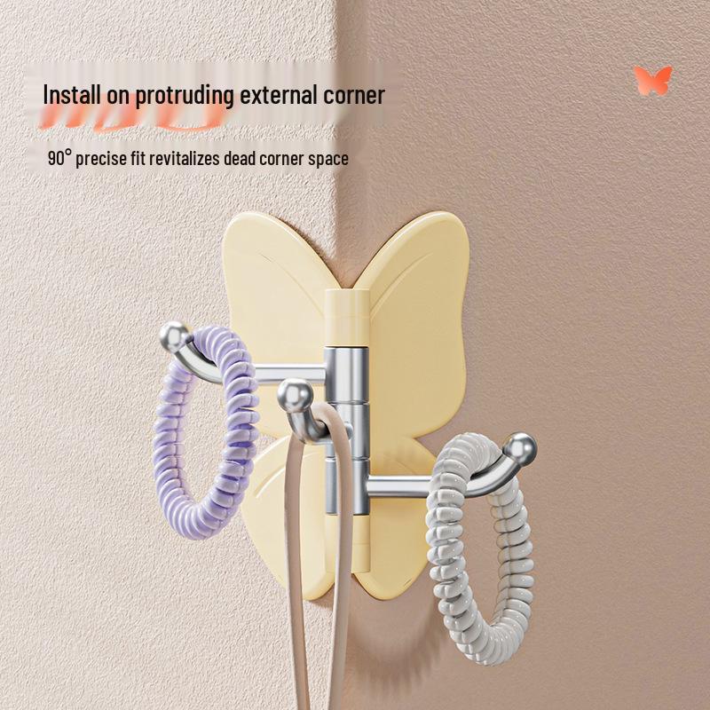 Rotatable Butterfly Three-Hook Adhesive Wall Hanger for Keys and Bags