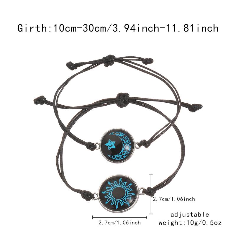 Simple Handmade Braided Couple Matching Bracelets for Women Trendy Luminous Sun Moon Bracelets Romantic Valentine's Day Jewelry