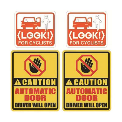 4 Stück Auto Tür Sicherheitsaufkleber Reflektierende Warnaufkleber für Fahrzeugfenster Kreatives Wetterfestes Automatik-Aufkleber-Set