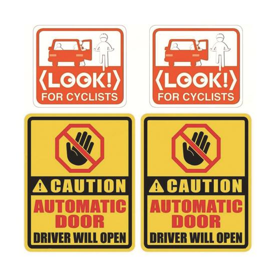

Yousheng 4Pcs Car Door Safety Sticker Reflective Warning Labels for Vehicle Window Creative Weatherproof Automatic Decal Set 4pcs