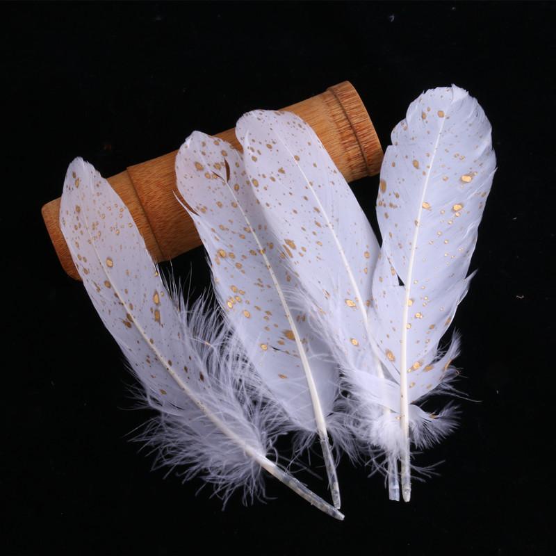 10-15cm Black White Gold Blue Green Feathers For Crafts Hat Plumas Long Decoration Big Small Trim Accessories Flower Goose 10pcs