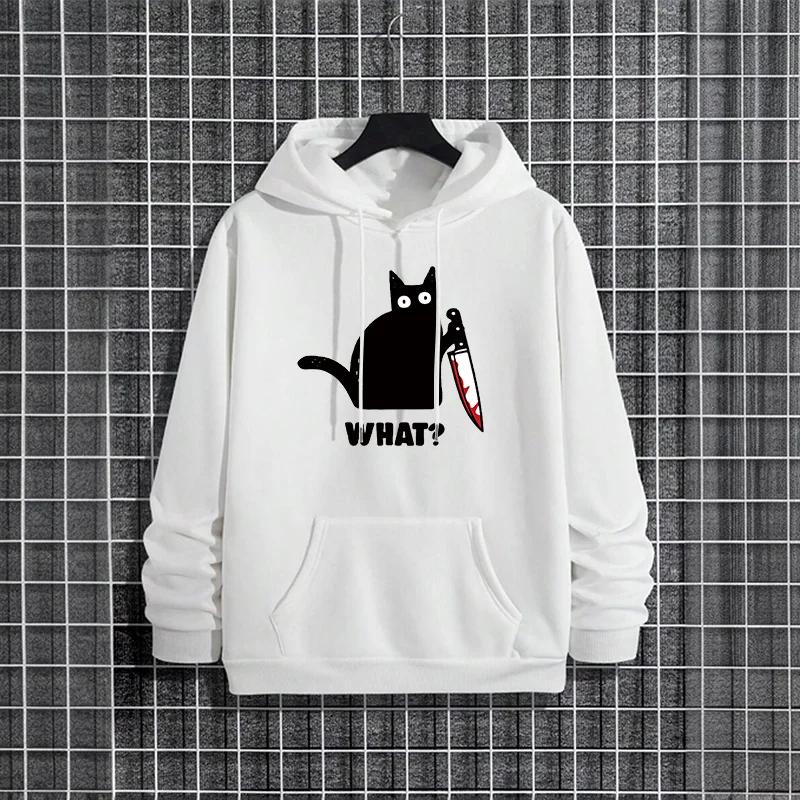 

2025 New Trendy Male Funny Cartoon Cat Mens Autumn Winter Hooded Sweatshirt Urban Streetwear Casual Fashion Warm Hoody Outwear 3XL