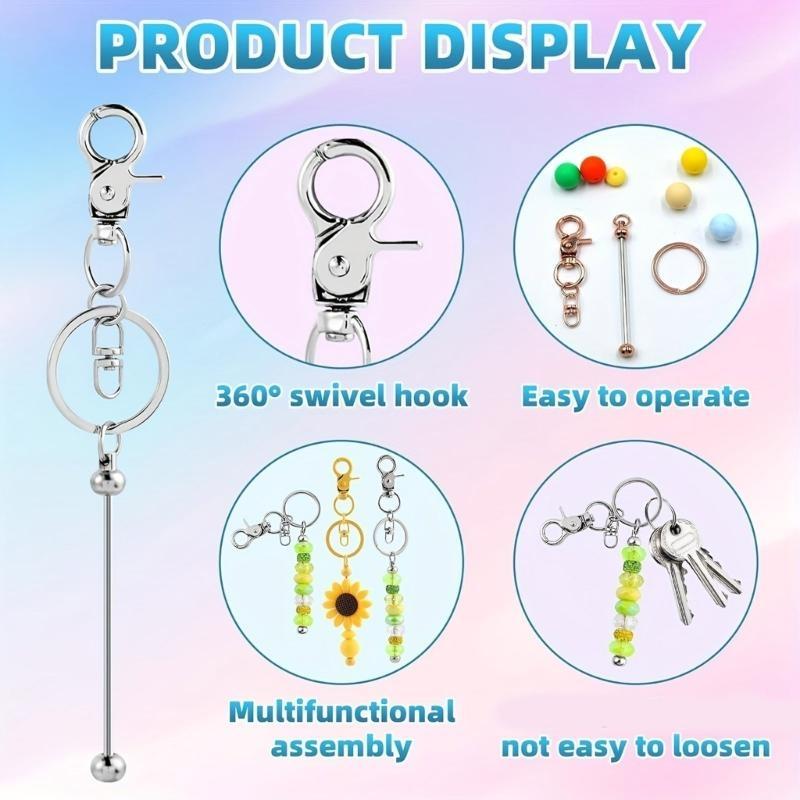 20 Pieces Keychain Bead Set with Lobster Clasps Portable for Jewelry Designers and Hobbyists Daily Use Stylish Outfits
