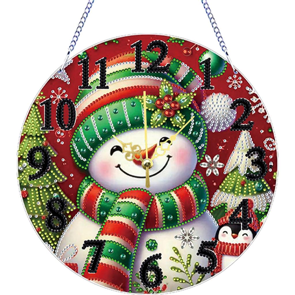 1Pc DIY Diamond Painting Clock Acrylic Special Shape Xmas 5D Diamond Painting Clock Xmas Diamond Art Window Pendants Hanging
