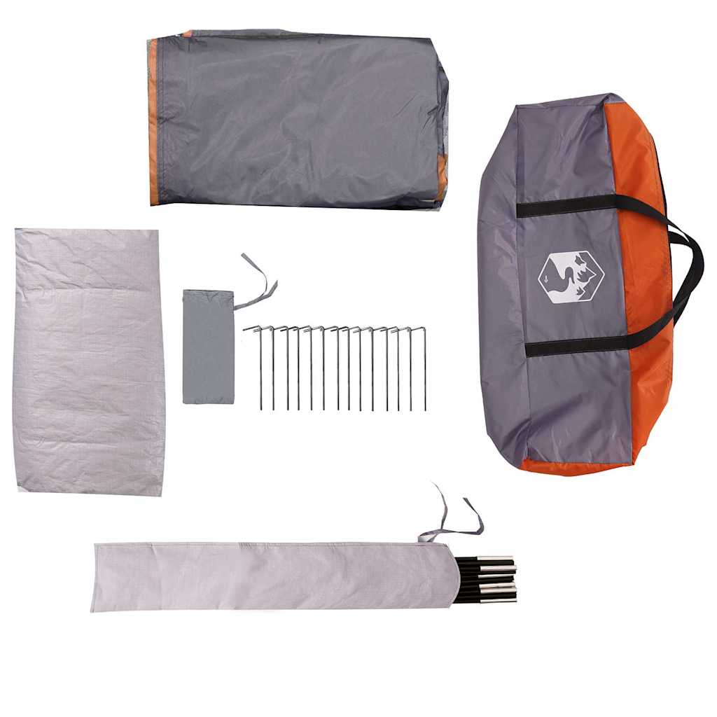 Family Igloo Tent for 6 Persons Grey and Orange Waterproof