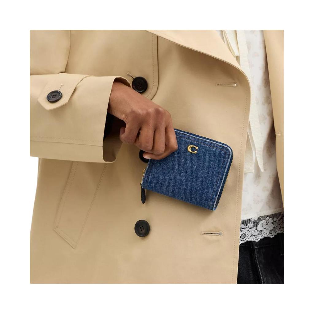 Coach Essential 10 Logo Patchwork Denim And Calfskin Wallet Women Wallet Blue CAU96-B4RHO