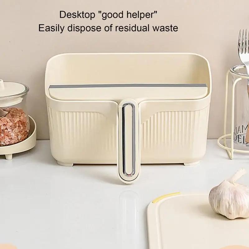 Kleiner Tischmülleimer Küchenabfalleimer mit Abzieher Desktop-Reinigungsset Multifunktional für Wohnzimmer Esstisch