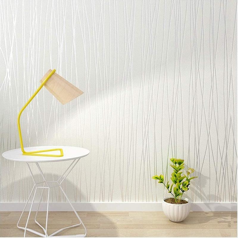 White Stripe Peel and Stick Wallpaper White Solid Color Contact Paper Stripe Self-Adhesive Wallpaper Removable Waterproof Decor
