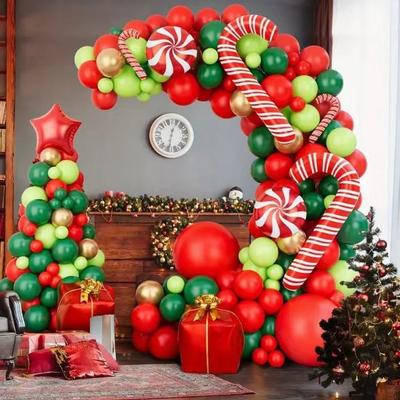 Christmas Candy Cane Gift Aluminum Film Balloon Set Birthday Party Decoration Room Decoration