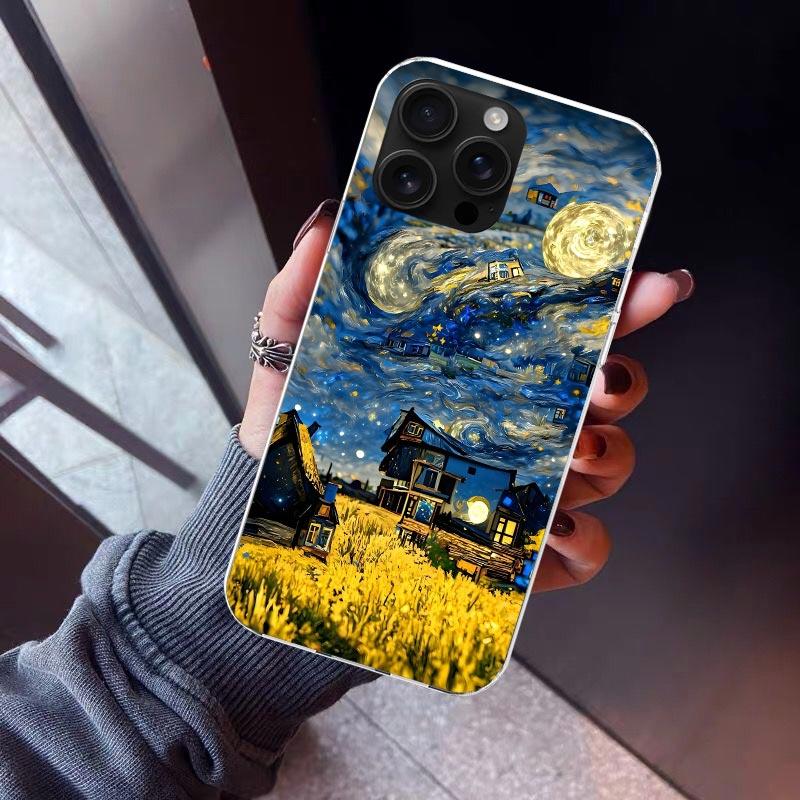 

Starry Night Van Gogh Art Phone Case For iPhone 17 Air 16 15 Pro Max 14 Plus 13 Mini 12 11 Cover 7 8 SE Silicone Shell Print Fun iPhone 14 Pro